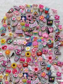 100pcs Assorted Multicolor Decorative Fashionable Shoe Ornaments Decorative Buttons, For Garden Shoes Slippers, Beach Sandals DIY Accessories, Unisex Accessories, Random Color & Style Summer, Back To School