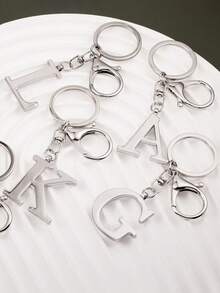 1pc Elegant Silver Letter Keychain, A-Z Alphabet Pendant, Fashionable Alloy Key Chain, Can Be Hung On Bags Or Car Keys, Perfect Accessory For Daily Use, Also A Great Gift For Couples, Friends And Family - Multicolor - View 4