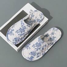 女士中式软底拖鞋，室内拖鞋，静音防滑布艺拖鞋 - 青花瓷 - 查看 4