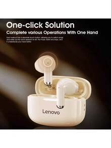 Lenovo 联想 EA110 TWS 耳塞，蓝牙 5.4，3.5g 轻便半入耳式，24 小时播放，带 ENC 降噪，HiFi 音质，触摸控制，适合运动和日常佩戴，舒适贴合手机和电脑 - 黑色 - 查看 8