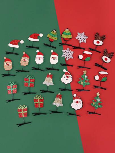 8 قطعة/مجموعة من مشابك الشعر لعيد الميلاد، إكسسوارات شعر احتفالية بتصاميم سانتا كلوز والثلج والشجرة وتصميم رنة، مثالية لحفلات العطلات والديكورات