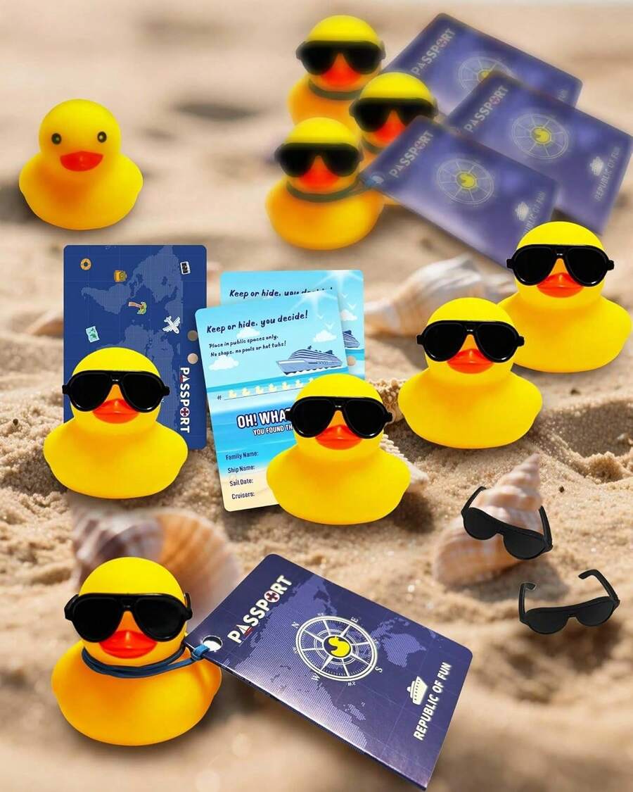 Cruise Duck Tags Set Includes 20 Cruise Rubber Ducks Cruise Ships 20 20 Cruising Duck Card 20 Rubber Bands Cruise Ducks Hiding With Tags Cruise Game Party - 1 - View 1