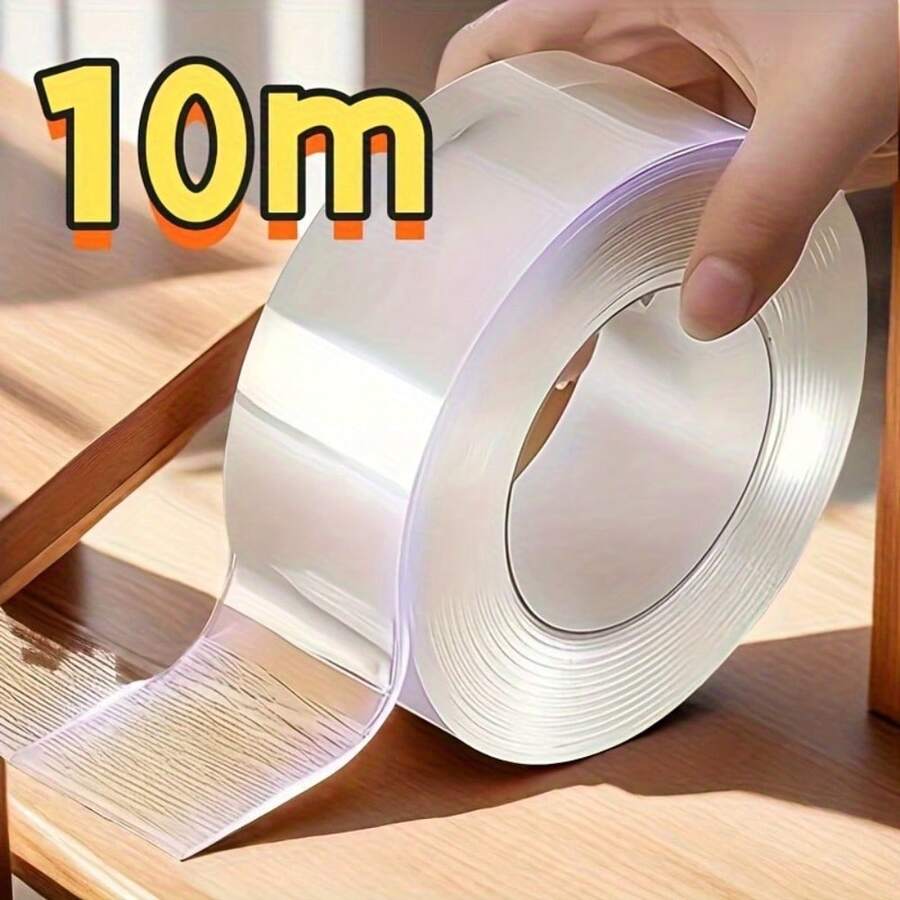 Super Strong Nano Double-Sided Tape, 20mm/30mm X 393.7inch Rolls, Thick, Transparent, No Residue, Suitable For Waterproof Adhesion On Plastic, Wood, Glass, Stone, Metal- PE Material, Acrylic, High Viscosity, Magic Tape - 1卷/黏合劑固定 - 查看 1