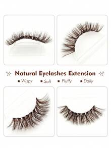 Rikuaild 200pcs D-Curl Brown False Eyelashes, Natural Soft & Fluffy, Faux Mink Material, Suitable For Daily Wear, Party Makeup, Valentine's Day Makeup DIY, Reusable. Brown False Eyelashes, Eyelash Clusters, Individual False Lashes, Fake Eyelashes. - D - 查看 3
