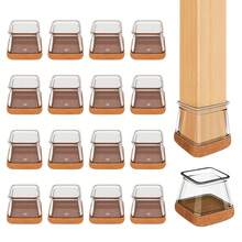 8/16 PIEZAS Protectores de piso para patas de silla, tapas de fieltro de silicona para patas de silla, almohadillas para muebles para pisos de madera dura, deslizadores de muebles para patas de silla, protección inferior reforzada antideslizante, reducción de ruido sin rayones, adecuado para sala de estar, cocina, dormitorio (cuadrado)
