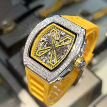 ONOLA JN302 Fashion Men's Barrel Shaped Mechanical Watch With Automatic Chain Hanging Hollow Tourbillon, Shining Decoration, Ideal Gift For Men