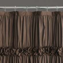 Victorian Ruffle Fabric Shower Curtain, Vintage Handcrafted Bow Tie Bath Curtain For Master Bathroom, Ruched Microfiber Bathroom Curtain With 12 Buttonholes, 72" W X 72" H