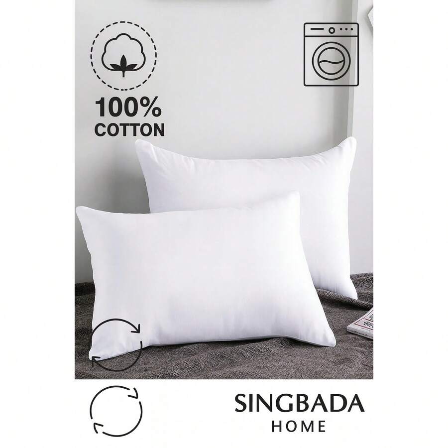 MADE IN TURKEY - 100% Micro Polyester Throw Pillow – 50x70 Cm – 500g – Ultra Soft & Durable – Sponge Filling - White - View 1