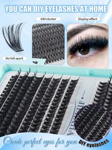 640PCS Personal Eyelash Bundle High Volume 10D-40D/30D+40D+50D+60D/50D+60D+80D+100 10-16mm DIY Eyelash Bundle Extra Thick, Natural Look And Density, Ultra Soft, Ultra Lightweight Reusable Individual Split False Eyelash Eyelash Extension Kit For Use At Home Or In Your Daily Life, Weddings, Appointments, Parties, Music Festivals, And Christmas,Individual Eyelashes,Cluster Lashes,Lashes,640/448/576/570/544/560/240/184/120pcs - 彩色 - 查看 8
