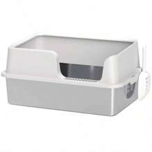 Stainless Steel Box With Detachable Rim, Scoop, Easy Cleaning, Odour - Resistant, 60x 40x 28 - LIGHT GREY + Stainless Steel - View 2