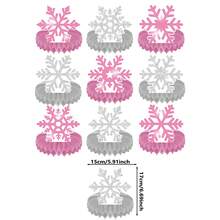 9 件雪花蜂窝桌面装饰雪花冰雪奇缘桌面装饰桌面装饰冰雪奇缘冬季仙境派对装饰冬季派对中心装饰雪花主题圣诞节生日派对用品 - 彩色 - 查看 7