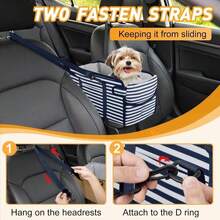 Portable Dog Car Seat For Small Dogs - Pet Booster Seat With Safety Leash, Adjustable Straps, Washable Cushion &Amp; Storage Pocket - Center Console Puppy Car Seat For Travel - Black