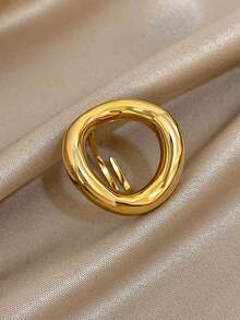 1 件镀层不锈钢开口可调节女士戒指，简约时尚圆形个性日常珠宝，万圣节周年纪念日情人节礼物，妈妈礼物，圣诞节感恩节日常派对礼物，送给女朋友和妻子 - 彩色 - 查看 9