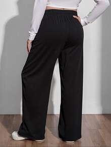 Plus Size Women Loose Casual Pants, Straight Leg Trousers For Daily Wear, Suitable For Spring, Autumn And All Seasons