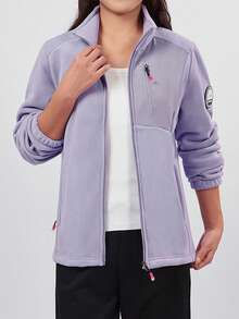 Moderne Lammwoll-Fleecejacke: Damen Mantel mit sauberer Linie und offenem Kragen, kuschelige Winterschicht für Outdoor-Aktivitäten