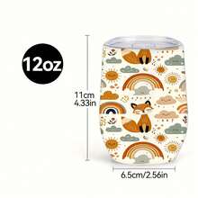 1pc 12oz/20oz Cute Fox And Rainbow Pattern Tumbler With Lid And Straw, Insulated Travel Mug For Fall, Gift For Women Men, Ideal For Halloween, Memorial, Christmas, Birthday Gift, Iced/Hot Coffee Cup - 20盎司 - 查看 9