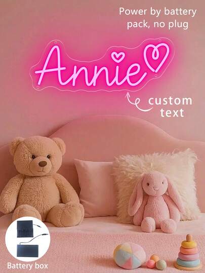 Custom Neon Signs Room Decoration, Personalized Christmas Neon Lights Sign Home Decorations ,Power By Battery Pack, No Plug Led Neon Name Sign Wall Decor Personalized Valentine's Day Birthday Party Gift,Led Night Lights Bedroom Home Decor.