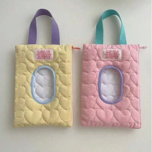 علبة مناديل ورقية للسيارة ملونة، طقم سحب مناديل ورقية مقاوم للماء، حقيبة معلقة لمناديل الرطبة