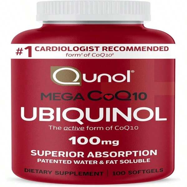 Qunol Mega Ubiquinol 100mg CoQ10, Superior Absorption, Patented Water And Fat Soluble Natural Supplement Form Of Coenzyme Q10, Antioxidant For Heart Health, 100 Count Softgels