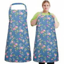 Plus Size Floral Aprons Women, Adjustable Kitchen Aprons With 2 Pockets Vintage Floral Aprons Gifts, 39x 39 In - Màu xanh hải quân - Xem 2