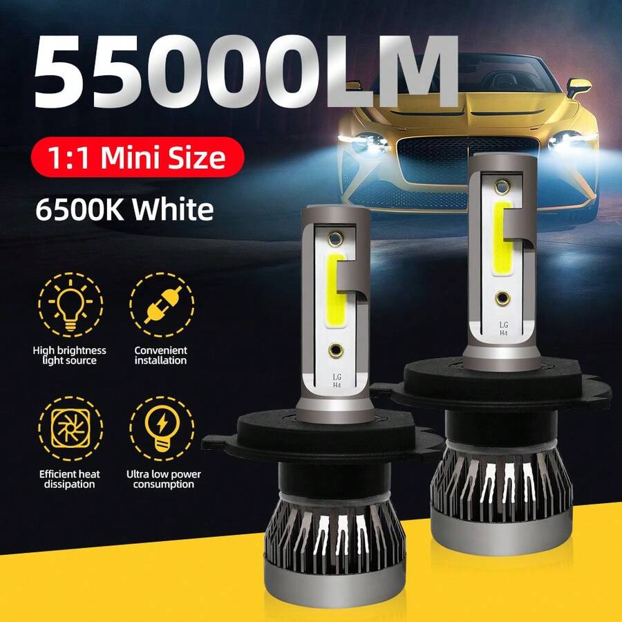 2 件 Roadsun LED 汽车大灯 - H1 H4 H7 H11 9005/HB3 9006/HB4，6500K 白光，55000LM，30W 远光/近光，1:1 光束设计，12-24V 铝合金汽车照明，提高驾驶安全性，超级冷却系统 - 灰色 - 查看 1