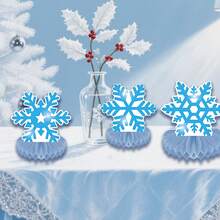 9 件雪花蜂窝桌面装饰雪花冰雪奇缘桌面装饰桌面装饰冰雪奇缘冬季仙境派对装饰冬季派对中心装饰雪花主题圣诞节生日派对用品 - 彩色 - 查看 4