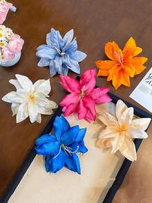 1个优雅百合仙子立体花朵发夹，独特花朵发爪发饰，充满大气感的街头风，夏季配饰，旅行必备，发夹，发卡，发卡，发爪，上学用品，女士度假装扮，发饰，头部配饰，发卡 - 彩色 - 查看 7