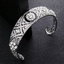 奢华水晶皇冠，复洛克新娘皇冠，水晶派对/节日表演头饰，与英国皇室婚礼情人节配饰风格相同 - 彩色 - 查看 8