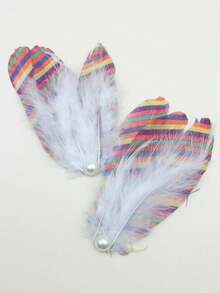 2件套法式白色天鹅羽毛珍珠头饰，适合芭蕾舞、新娘羽毛发饰、情人节配饰