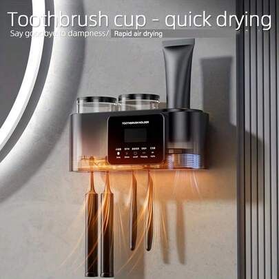 Smart Wall-Mounted Toothbrush Cleaner With Quick Drying And Automatic Memory Function, USB Charging, Detachable Design, Bathroom Electric Toothbrush Storage Rack