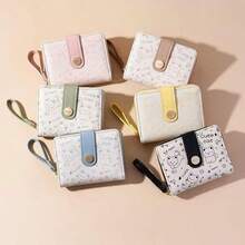 Cute Petite Cat Design Wallet, Women's Small Zipper Purse With Card Holder, Fresh Japanese Style - 黑色 - 查看 4