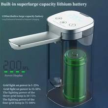 Dispensador de agua automático para botellas de 5 galones - Apagado automático, batería de 1200mAh, pico plegable, función táctil, pantalla LED inteligente, USB C, funcionamiento silencioso, bomba portátil para botellas de agua (Blanco)