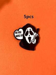 5/10 件万圣节亚克力工艺品 DIY 配件，有趣个性化风格恐怖尖叫骷髅、乌鸦、心形、棺材、刀形耳环、项链吊坠、悬挂装饰 - 黑色 - 查看 11