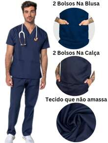 Surgical Scrub Set For Men And Women, Premium Gabardine - Màu xanh hải quân - Xem 2