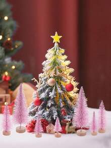 10pcs/5pcs/1pc Pink Mini Christmas Tree Table Decor, Suitable For Store Holiday Decoration, Home Party Dining Table Ornament - Multicolor - View 4