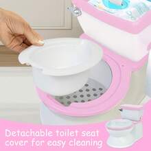 Large Toddler Potty Training Toilet Seat - Potties With Realistic Flush Sounds, Flip-Up Seat, Storage Bin, Toilet Paper Holder, And Removable Training Seat  Removable Pot, Toddler Potty Seat With Storage Tank And Toilet Paper Holder For Kids 1-3 Years Old, Blue/Pink/Grey - 粉色 - 查看 8