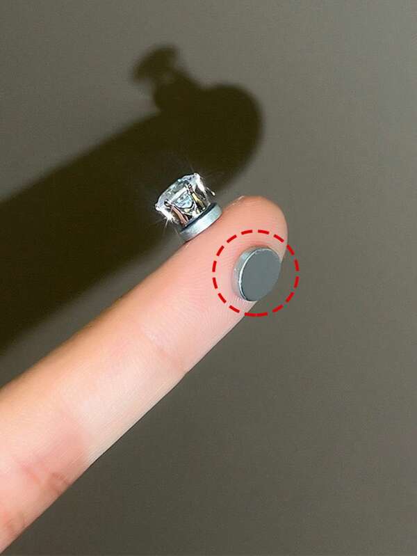 [Easy Clip Non-Piercing Earrings] Sparkly Magnetic Clip On Earrings Stainless Steel Shiny Decor Simple And Elegant Design, Easy Clip Non-Piercing, Varied Sizes Of 4-8mm For Luxurious Look And Comfortable Wear Non-Pierced Jewelry For Women And Man Magnetic Earrings Jewelry