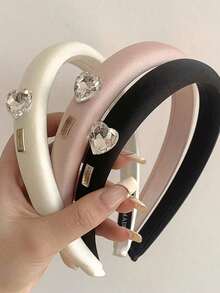 1pc French Sparkling Heart Diamond Headband, Minimalist Elegant Crystal Heart Black Wide-Brim Headband For Women, Versatile Hair Accessory For Autumn/Winter, Hair Accessories, Hair Tools, Beauty Accessories, Curly Hair Accessories For Women, Fall, Travel, Hair Tools, Accessories Women, Hair Stuff, Fall, Hair Accessories Women, Hair Tools, Hair Stuff, Stuff, Beauty Accessories, Gifts, Travel, Gifts For Women, Hair Stuff, Stocking Stuffers