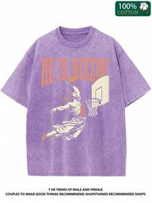 Vintage-Inspired Cotton Rizzin' T-Shirt - Loose Fit, Machine Washable, Casual Hip-Hop Style - Summer Essential For Men & Women