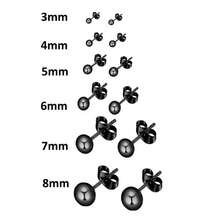 3-8 毫米 1 对银球耳钉，316L 不锈钢防过敏耳钉，简约风格适合男士、女士、青年，钛钢耳环，节日礼物 - 銀色 - 查看 12