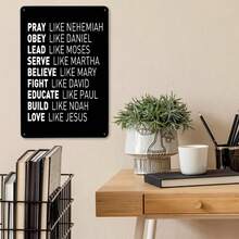 Pray Like Nehemiah Tin Metal Sign Christian Faith Inspired Religious Wall Art Gift For Men Women Church Group Casual Black Sleeve Tee Inspirational Metal Sign Artwork - 彩色 - 查看 2