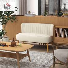 HOMCOM Sofa 2 Sitzer Couch, Kleine Loveseat mit Leinen-Optik Modern Polstersofa für Wohnzimmer, Schlafzimmer, kleinen Raum, Blau 117 x 56,5 x 77