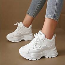 Women's Increased Height Retro Chunky Sneakers, Spring/Autumn 2025 New Fashion Sneakers, Versatile Platform High Heels, Suitable For Petite Women - White - View 10