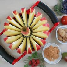 16 Slices Apple Slicer And Corer - Stainless Steel Fruit Divider Tool For Apples, Pears, And Potatoes, Convenient And Fast Manual Kitchen Utensil, Dishwasher , Perfect Gift For Home Cooking Enthusiasts - Đỏ và đen - Xem 2