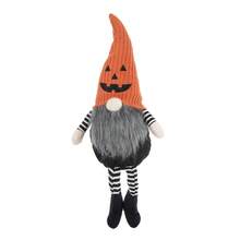 8.3x4.7x23.5" Fabric Sitting Gnome With Orange Knit Hat, For Halloween Decor