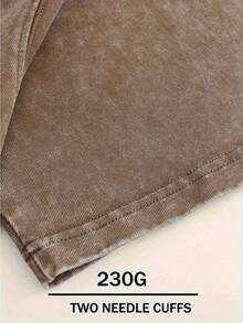 Character Monogram Print T-Shirt, Boutique 230g Washed Old Batik Thickened Cotton T-Shirt, Men's Fashion Casual Fine Cotton T-Shirt, Short-Sleeved Round Neck T-Shirt