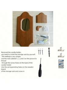 رف حائط ديكور - حامل شموع بطراز فرنسي، للغرفة المعيشية، غرفة النوم، المقهى (عيد الهالوين، عيد الميلاد، )، فن الحائط | رف نباتات خشبي لعرض الشموع | مرآة حائط عتيقة | هدية ترحيب ساحرة/منزلية - الشموع غير مشمولة