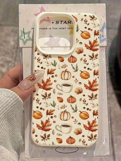 Capa de Telefone com Padrão de Abóbora de Halloween, Café, Folha de Bordo, Compatível com iPhone 17/16 Pro MAX, Nova Textura de Litchi Cor Sólida de Alta Qualidade 15 Plus, Adequada para 14 Estilo Coreano Ins 13 Nicho 12 Minimalista Fresco 11 Pro Casais Galaxy A05/A05S/A06/A12/A13 4G/A13 5G/A14/A15/A16 A21S/A22/A23/A25/A32/A33/A34/A35/A36/A52/A53/A23/A54/A55/A71/NOTE10 PRO/NOTE20/S10 PLUS/S20 FE/S21/S21+/S21 FE/S22 PLUS/S23/S23 PLUS/S23 ULTRA