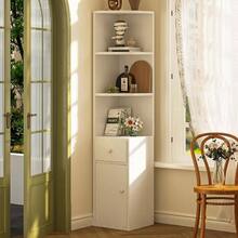 Librero, Esquinero de Madera, Librero Organizador con Cajones y Mueble Multifuncional, Librero Esquinero, Mueble Organizador Fcil de Instalar, Librero Minimalista para Sala, Estudio Blanco - Blanco - Ver 3