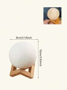 Lampada a forma di luna da 12cm, lampada d''atmosfera creativa per comodino, globo lunare in legno con 7 colori cangianti per camera da letto, decorazione per la casa, luce notturna LED, regalo di compleanno per ragazzi e ragazze, disponibile in 8cm/10cm/14cm/giallo/7 colori